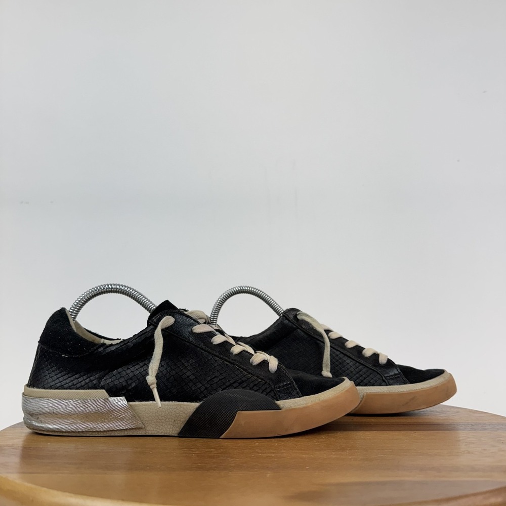 Womens Dolce Vita Onyx Embossed Leather Black Comfort Casual Sneakers Size 9.5 M